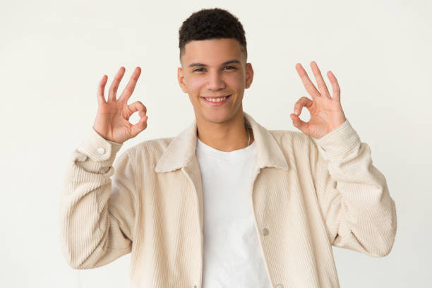 istock Content young man showing ok sign 1204160020