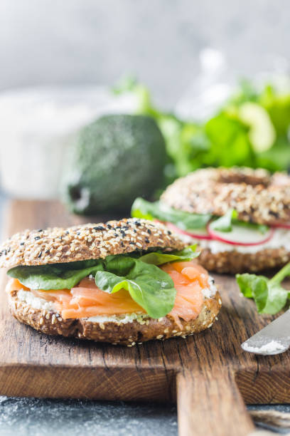 istock Healthy breackfast with bagels 1204161080