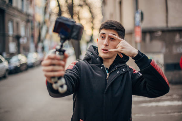 istock Young teenage boy vlogging 1204162007