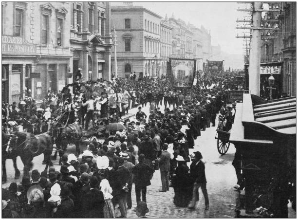 istock Antique photograph of the British Empire: Annual Eight Hours Procession in Sidney 1204163550