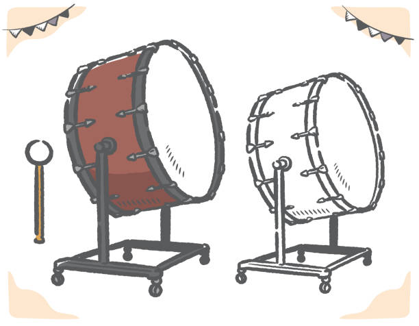 бас-барабан изолирован на белом. - bass drum stock illustrations