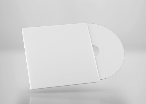 White CD-DVD Compact Disk Mockup, 3d Rendering isolated on Light Gray Background, ready for your design