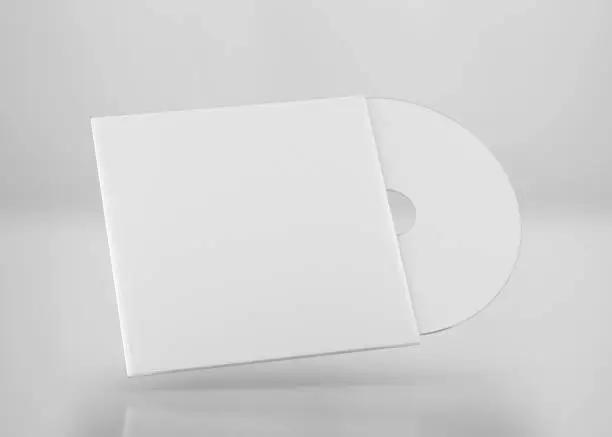 Photo of White CD-DVD Compact Disk Mockup, 3d Rendering isolated on Light Gray Background