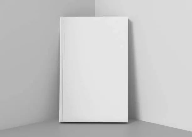 Photo of Blank White Soft Cover Book Mockup, 3d Rendering isolated on light background