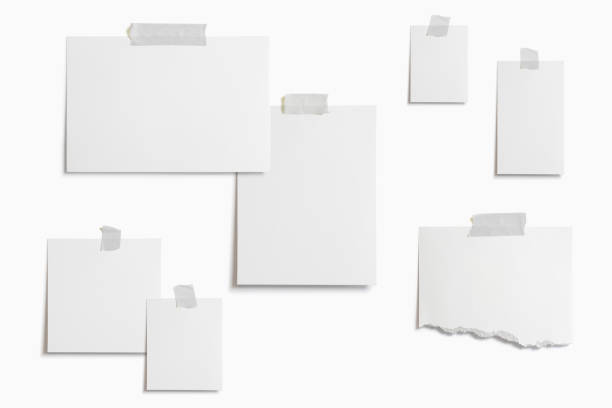 istock Moodboard template composition with blank photo cards, torn paper, square frame glued with adhesive tape and isolated on  white as template for graphic designers presentations, portfolios etc. 1204165958