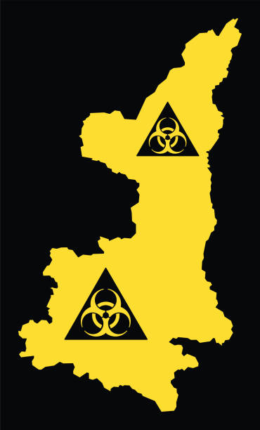 ilustrações de stock, clip art, desenhos animados e ícones de shaanxi province map of china with biohazard virus sign - shaanxi province illustrations