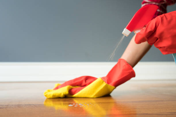 Cleaning behind a stainless steel refrigerator