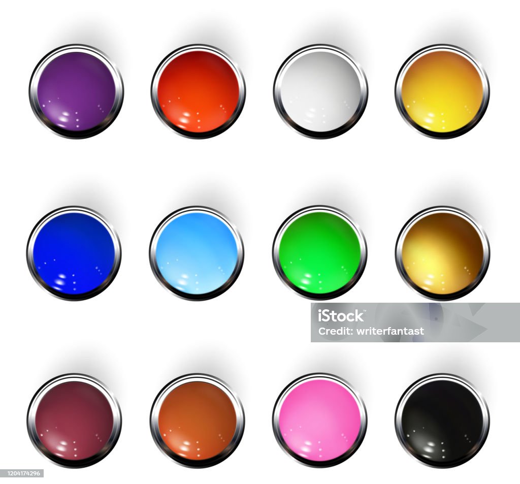 One Shiny Button Realistic Shiny Button With Metallic Elements Vector Stock Illustration ...