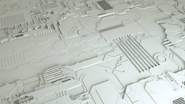 istock Background of 3D Circuits and Technological Materials. Future Themed Background. 1204174357