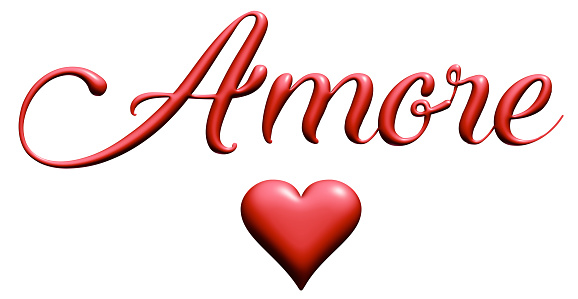 Love logo, Red 3d letter, script font, 3d illustration