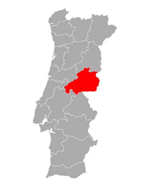 Vector illustration of Map of Castelo Branco in Portugal