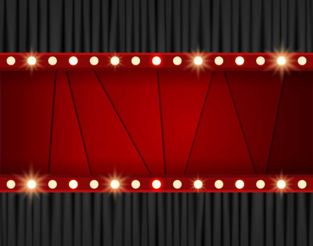 istock Red layered background with black curtain. Design for presentation, concert, show 1204178236