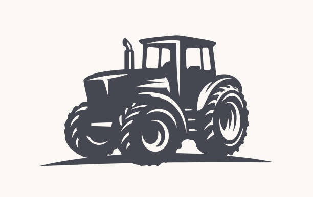 ilustraciones, imágenes clip art, dibujos animados e iconos de stock de ilustración moderna del tractor sobre fondo blanco. - tractor