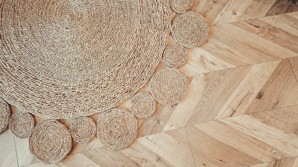 istock Jute braided home spiral rug background texture pattern 1204181927
