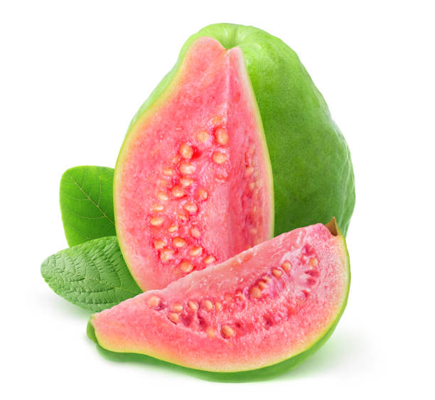 istock Isolated green guava with cut out slice 1204182279