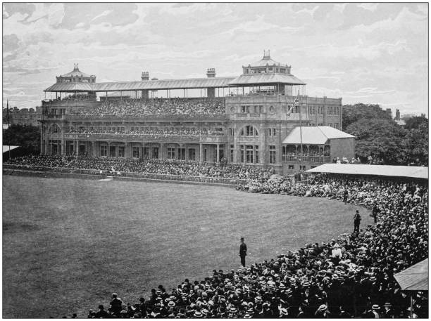 Antique photograph of the British Empire: Cricket game, England vs Australia
