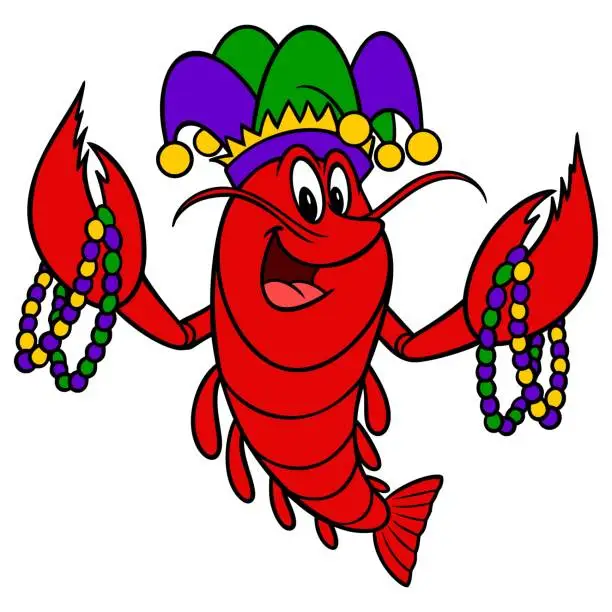 Vector illustration of Mardi Gras Crawfish