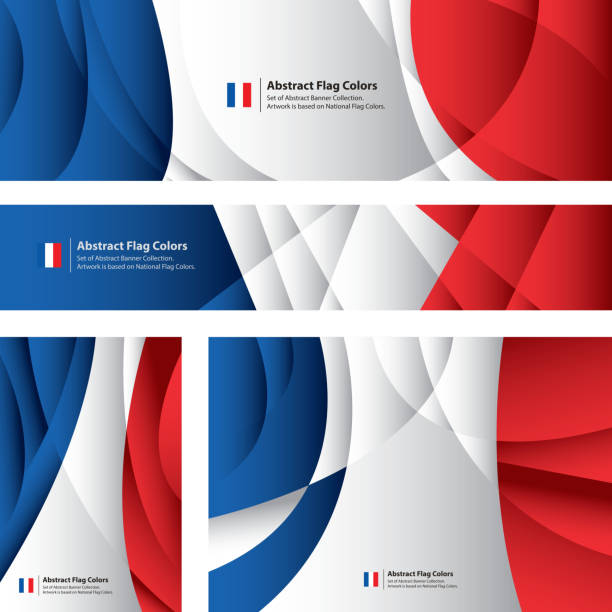 abstrakcyjna flaga francuska, kolekcja flag (wektor art) - french flag france red blue stock illustrations