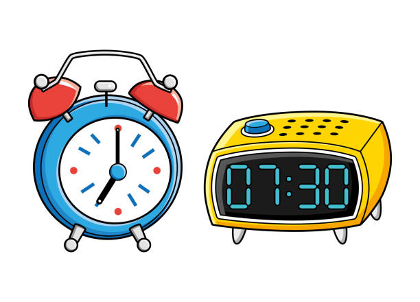 Retro And Digital Alarm Clock Stock Illustration - Download Image Now -  Digital Clock, Cartoon, Clock - iStock