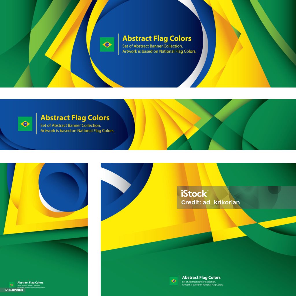 추상 브라질 국기, 플래그 배너 컬렉션 (벡터 아트) - 로열티 프리 브라질 벡터 아트