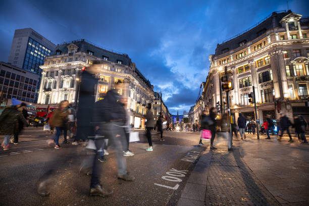 istock Oxfort Circus at dusk, London busiest traffic intersection 1204189704