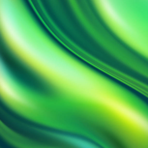 istock 3d render, abstract fresh green silk wavy background, ripples, emerald green iridescent texture. Modern fashion textile, trendy design, silky fabric 1204190254
