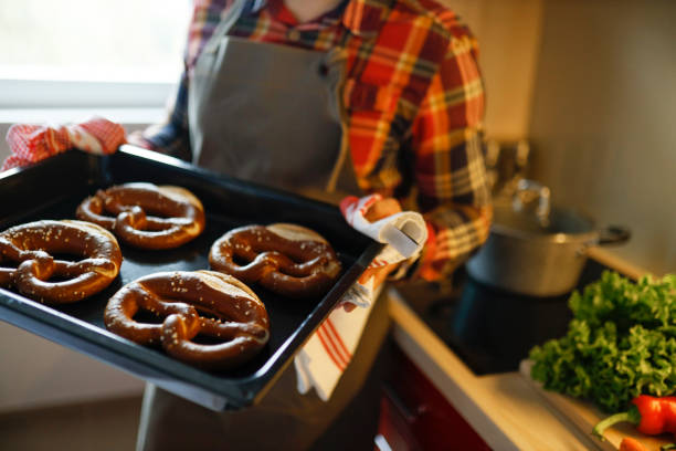 Hot fresh Bavarian pretzels ready to eat