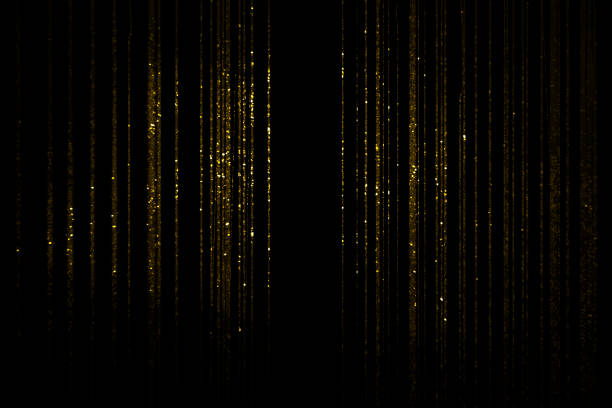 Golden curtain Gold glittering threads on black background thread sewing item photos stock pictures, royalty-free photos & images