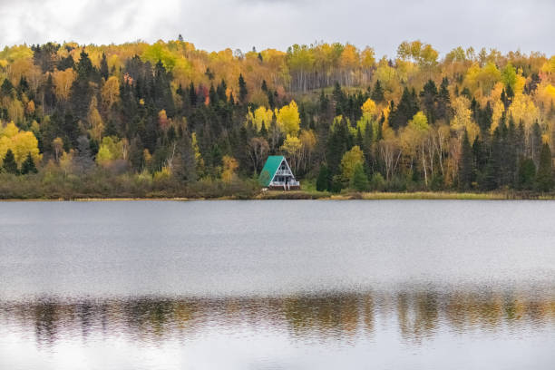 istock House in the forest on the lake in Canada 1204193316