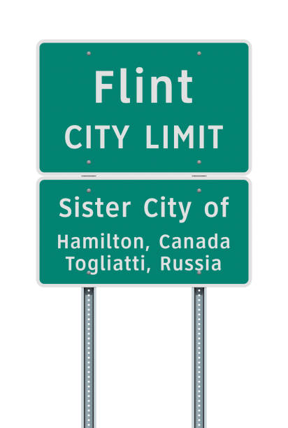 Flint City Limit road sign Vector illustration of the Flint City Limit green road sign flint michigan stock illustrations