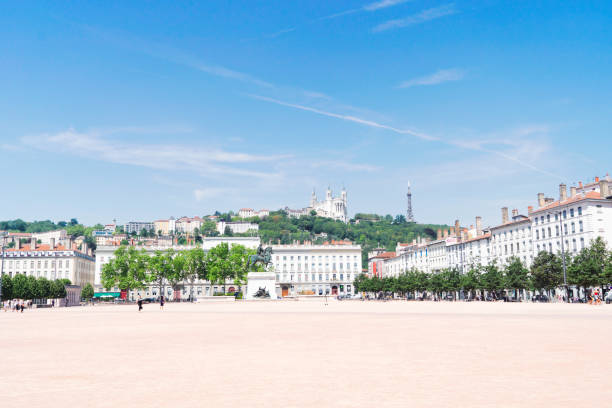 Place de Bellecour, in Lyon, France in a beautiful summer day