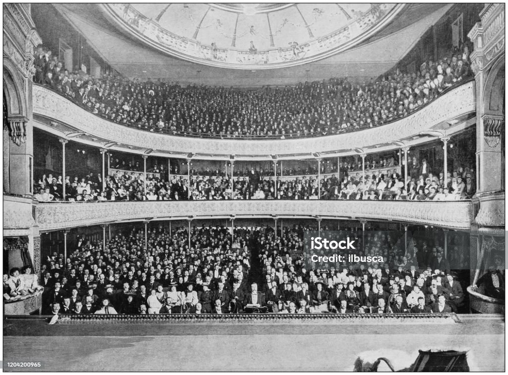 Antique photograph of the British Empire: Saturday night in the Princess's Theatre, Melbourne Stage Theater stock illustration