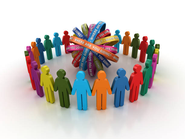 istock Pictogram Teamwork with WHERE ARE YOU GOING? Ribbons- 3D Rendering 1204207440