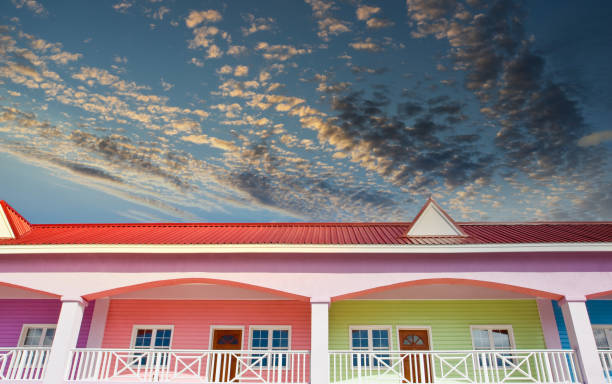 istock Green and Pink Shops at Dusk 1204208194