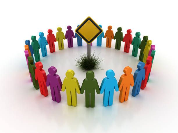 istock BLANK Road Sign with Pictogram Teamwork People - 3D Rendering 1204213055
