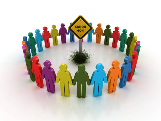 istock ERROR 404 Road Sign with Pictogram Teamwork People - 3D Rendering 1204213677