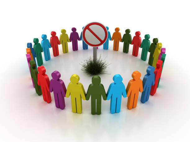 istock Forbidden Empty Road Sign with Pictogram Teamwork People - 3D Rendering 1204214559
