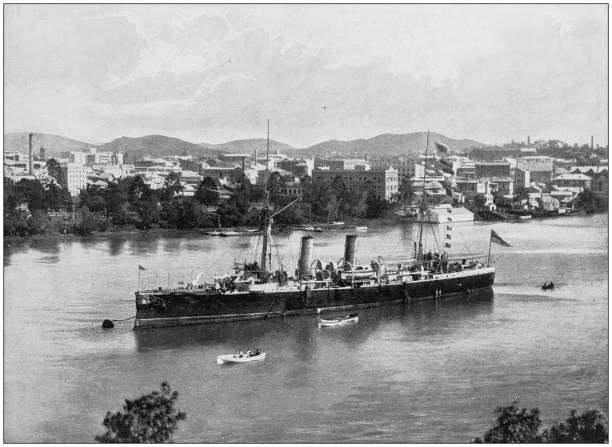 istock Antique photograph of the British Empire: HMS Wallaroo in Brisbane 1204214908