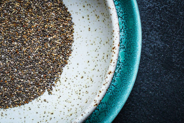 istock chia seeds (healthy diet) menu concept. food background. top view, copy space 1204215113