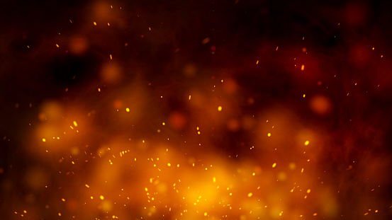 Abstract Flame Of Fire With Sparks Orange Smoke Background Stock Photo -  Download Image Now - iStock