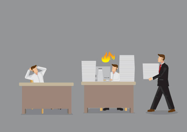 ilustraciones, imágenes clip art, dibujos animados e iconos de stock de ilustración vectorial de injusticia en el trabajo - heat effort emotional stress business