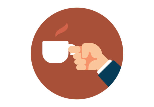ilustrações, clipart, desenhos animados e ícones de mão segurando uma xícara de café - coffee shop coffee break coffee cup holding