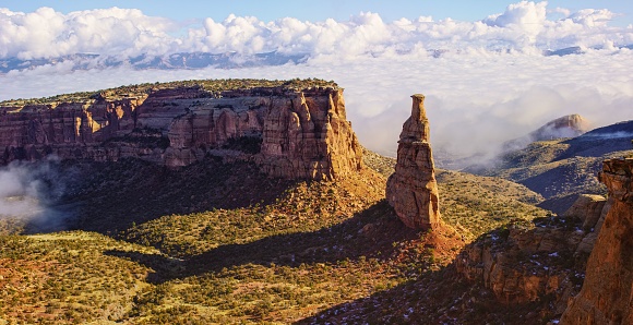 A Cloud/Fog Inversion Creeping into a Valley in the Colorado National Monument (Independence Rock) in the Grand Valley of Western Colorado