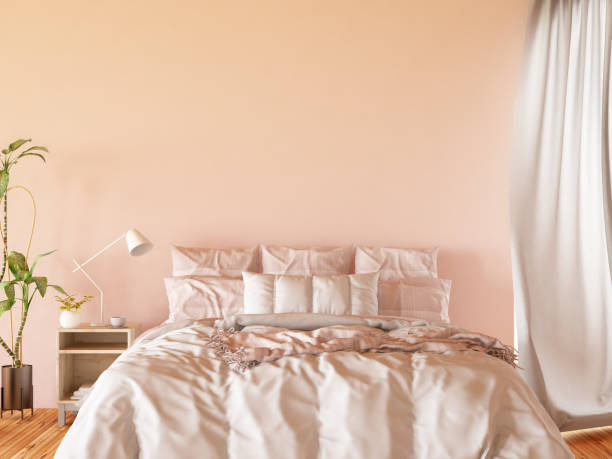 istock Bright Bedroom with Empty Wall and Curtain 1204221792
