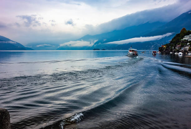 istock Waves bahind boat on lake Maggiore, Ascona. 1204223456