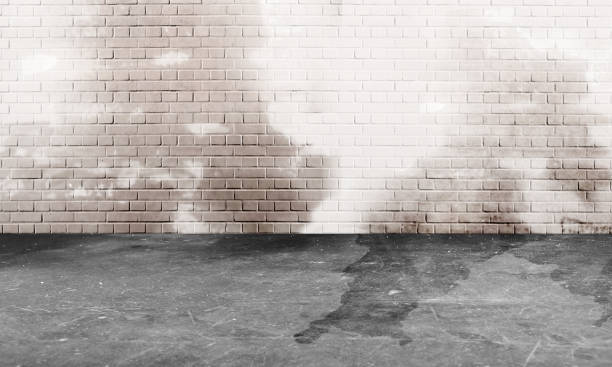 Fragment of the shined on retro brick wall with copy space