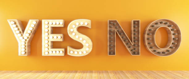 istock Yes and No Bulb Sign on Yellow Wall 1204227895