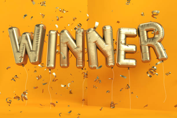 istock Winner Balloon Sign with Confetti 1204228146