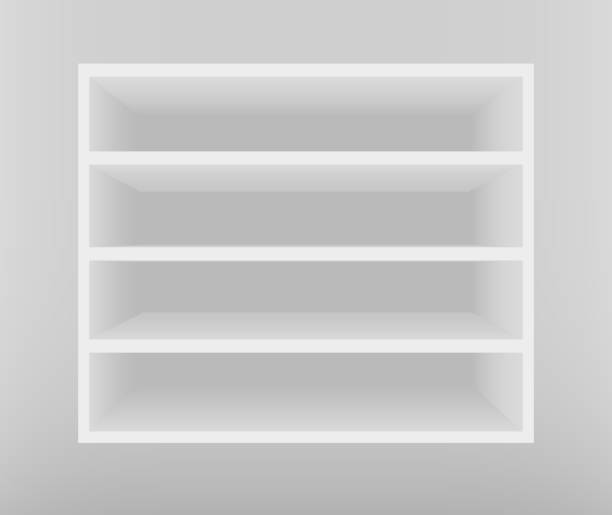 istock Vector Empty Wooden Shelves Isolated on Wall Background. Shelf for books. Bookshelf library. Education. School. Vector illustration. 1204228277