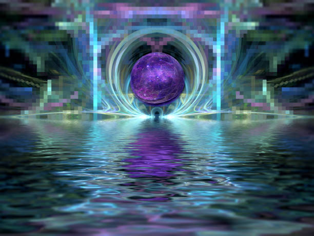 istock Abstract futuristic seascape in perspective. 1204228356